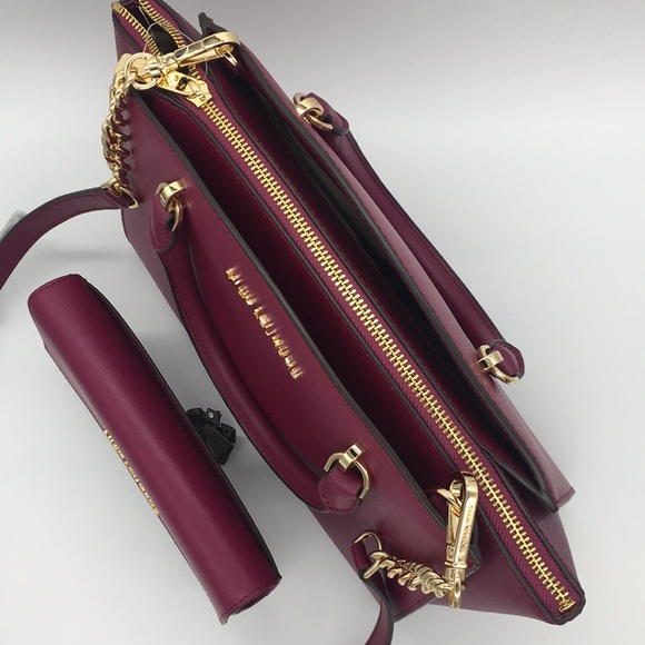 MICHAEL KORS ELLIS LG SATCHEL & LG WALLET MAGENTA - Picture 7 of 8